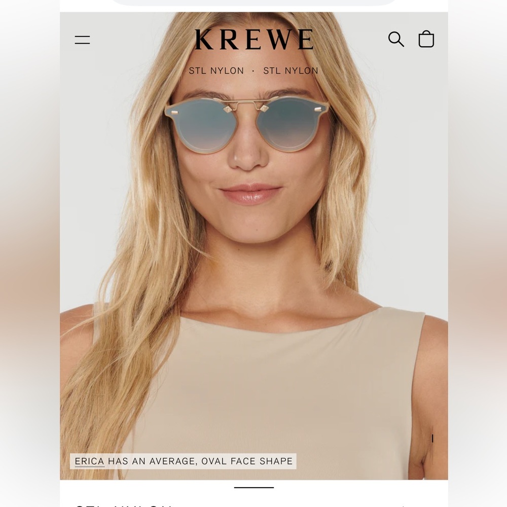 KREWE STYL NYLON Mirrored Lens Sunglasses Crystal 24K Polarized